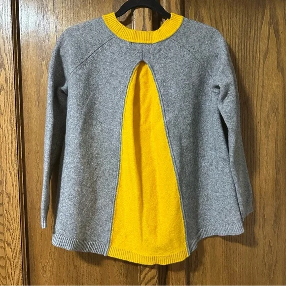 Boden Mollie Wool Cashmere Blend Sweater Color Block Gray and Yellow Sz M - Picture 6 of 12